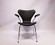 Syver stol med Arme - Model 3207 - Sort læder - Arne Jacobsen - Fritz Hansen
