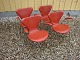 2 Arne Jacobsen chairs with armrests model 3107 in red leather 5000 m2 showroom