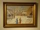 Maleri af Pvl som viser dansk vinter fra julen 1956. I fin stand. 
5000 m2 udstilling.