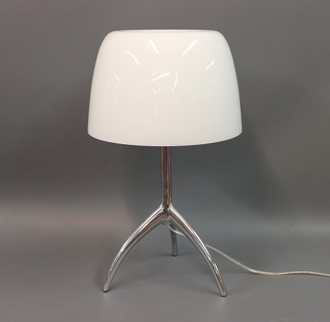 Foscarini -Lumiere Grande table lamp with white shade and aluminum frame. Height 
45 cm W 26 cm.  5000 m2 showroom