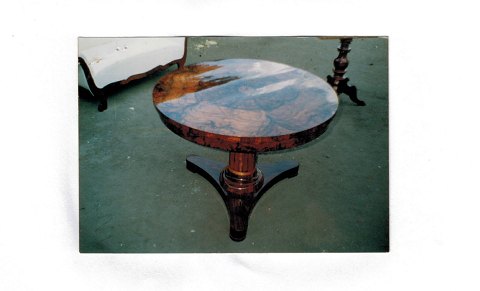 Small table before and after restoration. The table has been polished 
beautifully up Again as a part of the restoration.
