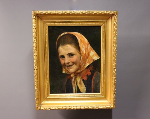 Antique portrait painting from the 1800 hundreds, l signed J. B. with wooden 
frame decorated with gold leaf.
5000m2 showroom.