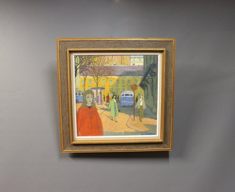 Maleri i stærke farver signeret Irene Råla fra ca. 1970.
5000m2 udstilling.