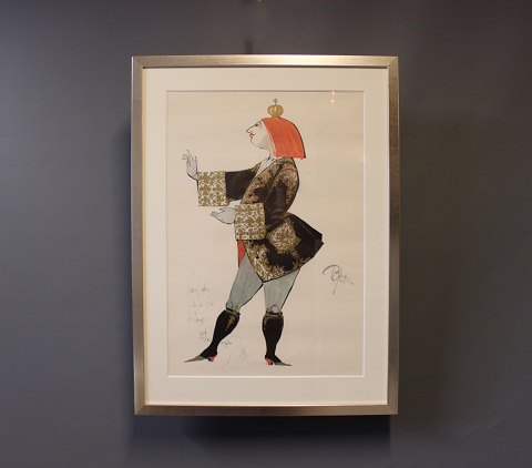 Lithographic print  signed by Bjørn Wiinblad in silver frame.
5000m2 showroom.