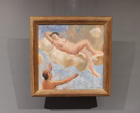 Beautiful small painting on canvas with heaven motif signed Hamman, by Marius 
Hammann b. 1879 - d. 1936
5000m2 showroom.