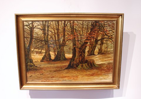 Oil painting of danish nature/forest signed by the danish artist Wald Kegnet.
5000m2 showroom.