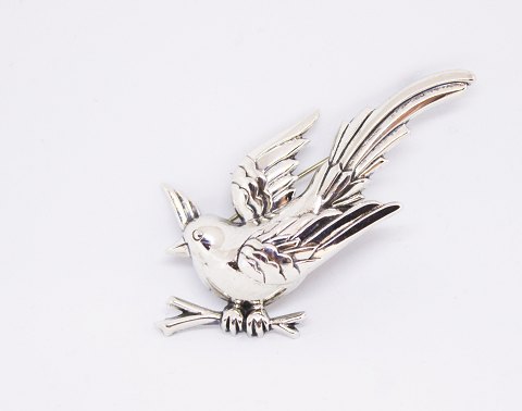 Broche i form af en fugl i 925 sterling sølv og stemplet Monet.5000m2 udstilling.