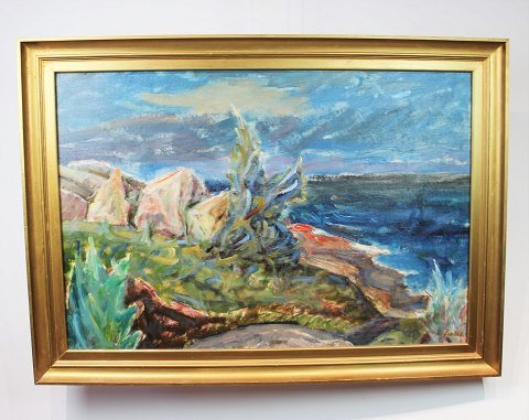Painting with ocean motif signed by Frode Andersen.
5000m2 showroom.