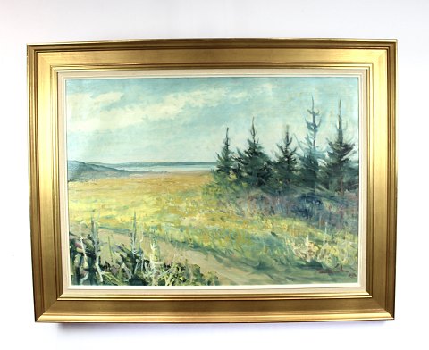 Oil painting in light colours and gilded frame signed Paul Kastrup from 1969.
5000m2 showroom.