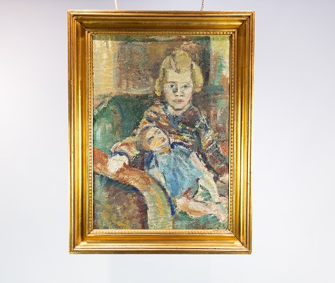 Oil painting, portrait of children, signed Klenø by Evgenij Klenø (1921-2005) 
from 1946.
5000m2 showroom.