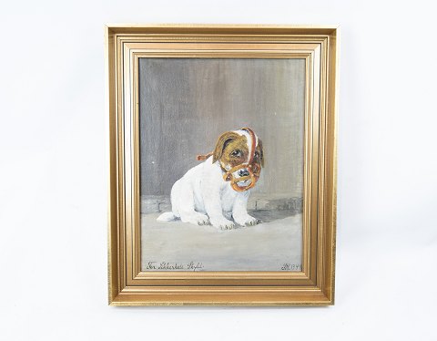 Oil painting with motif of puppy signed TN from 1944.
5000m2 showroom.
