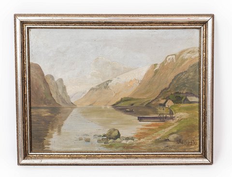 Maleri på lærred med natur motiv og forgyldt ramme, signeret AN 31-36 fra 
1930erne.
5000m2 udstilling.