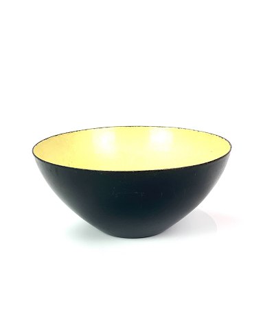 Krenit bowl by Herbert Krenchel of black metal with light green and yellow 
enamel from the 1960s.
5000m2 showroom.
Great condition
