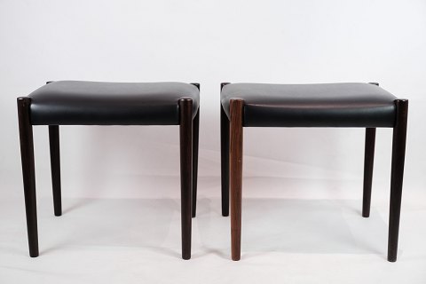 A Set Of Two Stools - Rosewood - Black Leather - Danish Design - 1960
Great condition
