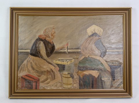 Oil painting, fish wives, 1930
Great condition
