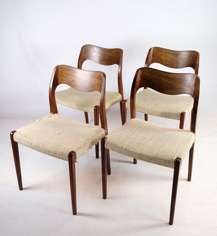 Set of 4 dining chairs in rosewood, model 71, N.O Møller, designed in 1951Great condition