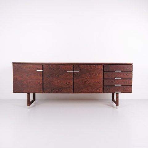 Sideboard - Rosewood - Aluminum Handles & Feet - Kai Kristiansen - Feldballes Furniture Factory (F M Furniture) - 1960s