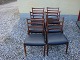 6 rosewood chairs with black leather signed by N.O. Moller 5000 m2 showroom