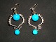 A pair of Georg Jensen ear studs in sterling silver with turquoise. 5000 m2 
showroom.