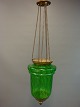 Antique hanging lamp with green glass from the year 1860 and is in good 
condition. 5000m2 showroom.