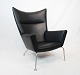 Wingchair, model CH445, in black elegance leather by Hans J. Wegner in 1960 and 
Carl Hansen and Son.