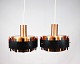 A pair of pendants in copper and black metal of danish design from the 1970s.5000m2 showroom.