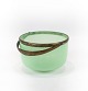 Mintgrøn kandisskål af opaline glas med sølv kant og hank dekoreret med 
ciseleringer fra Fyns Glasværk.
5000m2 udstilling.