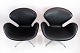A Pair of Swan Chairs - Model 3320 - Black Leather - Arne Jacobsen - Fritz 
Hansen