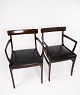 A pair of Rungstedlund Armchairs - Mahogany - Black leather - Ole Wanscher - P. 
Jeppesen