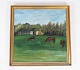 Oil painting with motif of horses and with gilded frame from the 1920s. 
5000m2 showroom.