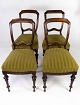 Set of four dining room chairs of mahogany and upholstered with green fabric 
from the 1890s. 
5000m2 showroom.