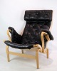 Armchair, Pernilla 69, beech, canvas and black leather, Bruno Mattsson
Great condition

