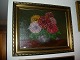 Maleri af en flot buket blomster i vase, sign KJ. 
50*58cm.
Renset og istandsat .
5000m2 udstilling.