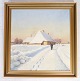 Oil painting, Wooden frame, gold frame, snow landscape, Tove Jørgensen, 1952
Great condition
