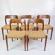 Set Of 5 Dining Chairs - Model 75 - Teak - Paper Wicker - N.O Møller - 1960s
Great condition
