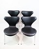 Set Of 4 Seven Chairs - Rare - Model 3107 - Upholstered In Black Leather - Arne 
Jacobsen - Fritz Hansen - 1960s
Great condition
