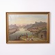 Painting on Canvas Depicting a River through a Mountain Landscape Signed from the 1940s