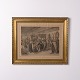 Copper engraving depicting a gathering in a gilt frame from the 1920s