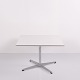 Coffee table by Arne Jacobsen and Piet Hein with white laminate top and steel edge for Fritz Hansen