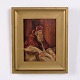 Portrait Painting on Wooden Panel of a Pope in Gilt Frame 30 x 25 cm