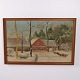 Oil Painting on Canvas with Winter Landscape and House in Gilt Frame 58 x 87.5 cm