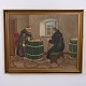 Painting on Canvas with Monastery and Monks in Gilt Frame 66 x 81 cm