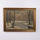 Oil Painting on Canvas with Winter Landscape, Forest and Stream in Gilt Frame 55.5 x 75 cm