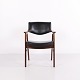 Erik Kirkegaard Model 43 Armchair in Rosewood and Black Leather for Høng Stolefabrik 1950s