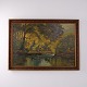 Oil Painting with Forest Landscape, Trees and Water in Dark Profiled Frame 76.5 x 107 cm