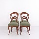Set of 4 Rococo Revival Chairs in Dark Wood with Green Upholstered Seats circa 1860–1880