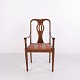 Antique Stained Birch Armchair with Striped Upholstery circa 1890–1910