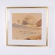 Framed Landscape with Ducks by a Lake Work on Paper 48.5 x 51 cm